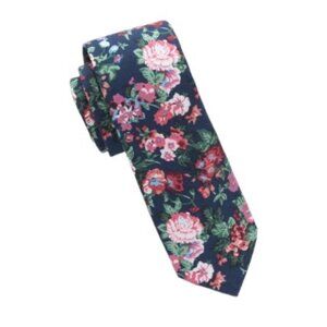 Original Penguin Mens Blue Pink Floral Slim Tie Workwear New